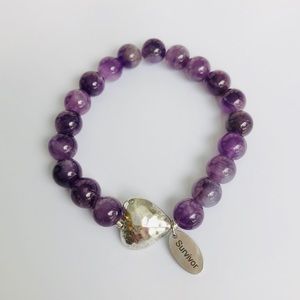GEMSTONES | Amethyst Heart Survive Beaded Bracelet